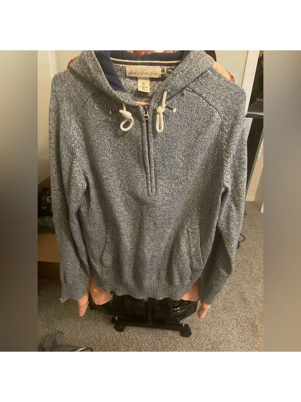 H&M Men's Heathered Blue Zip-Up Sweater